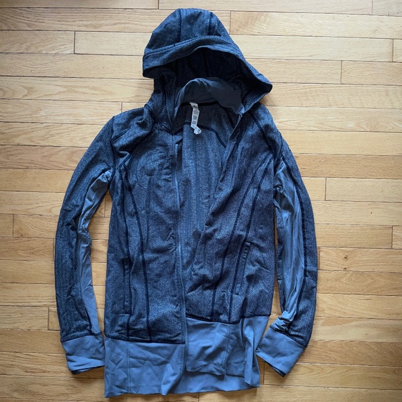 Lululemon Women’s Daily Practice Zip Up Hoodie Jacket In Black Herringbone - Picture 7 of 14